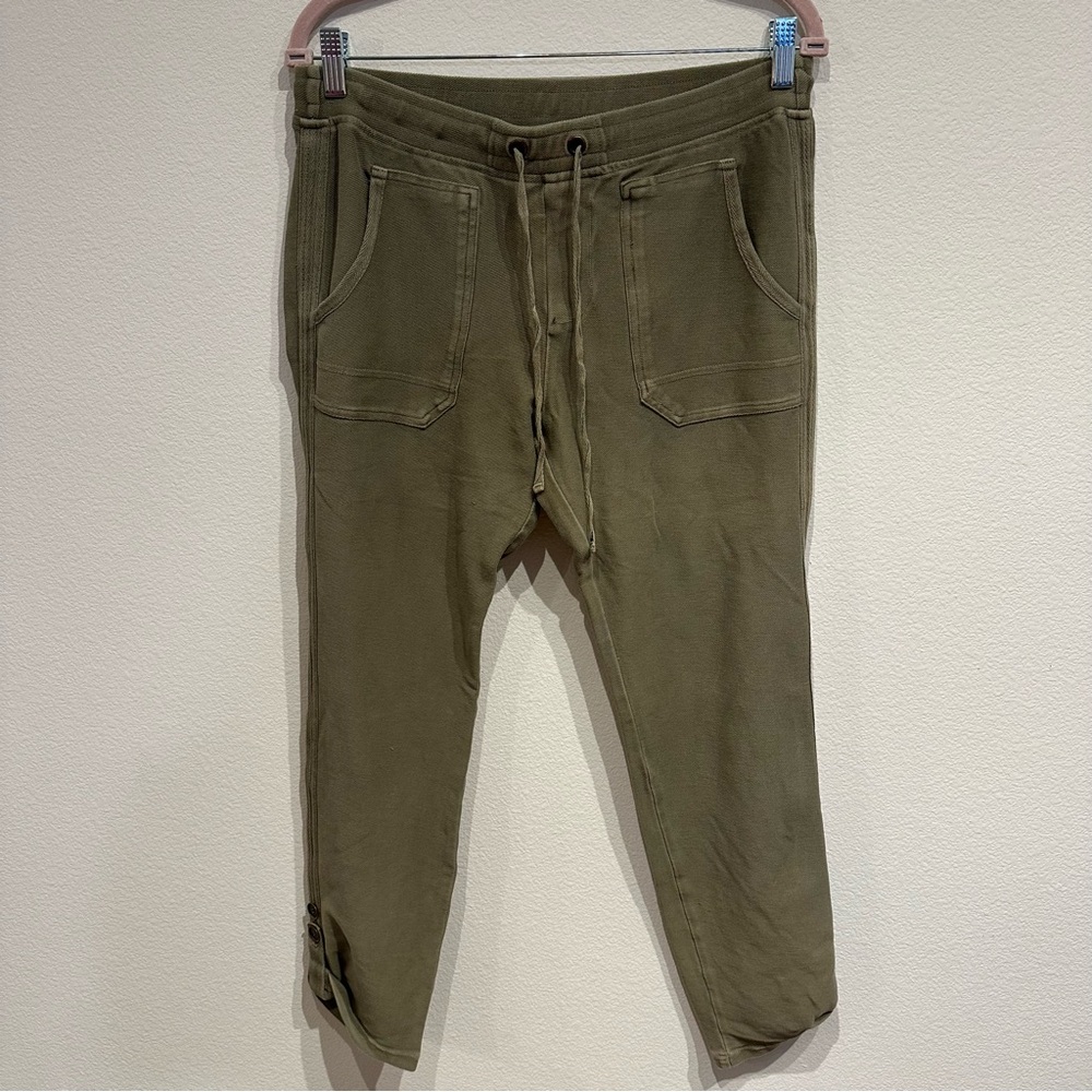 XCVI Women’s Drawstring Roll Tab Capri Pants in Olive Size Medium‎